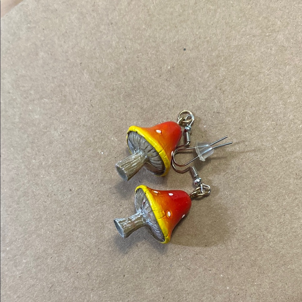 Mushroom Earrings in Red and Yellow